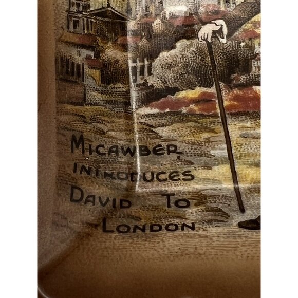 Charles Dickens Trinket Dish Brown 4" David Copperfield Micawber London British - Picture 11 of 16